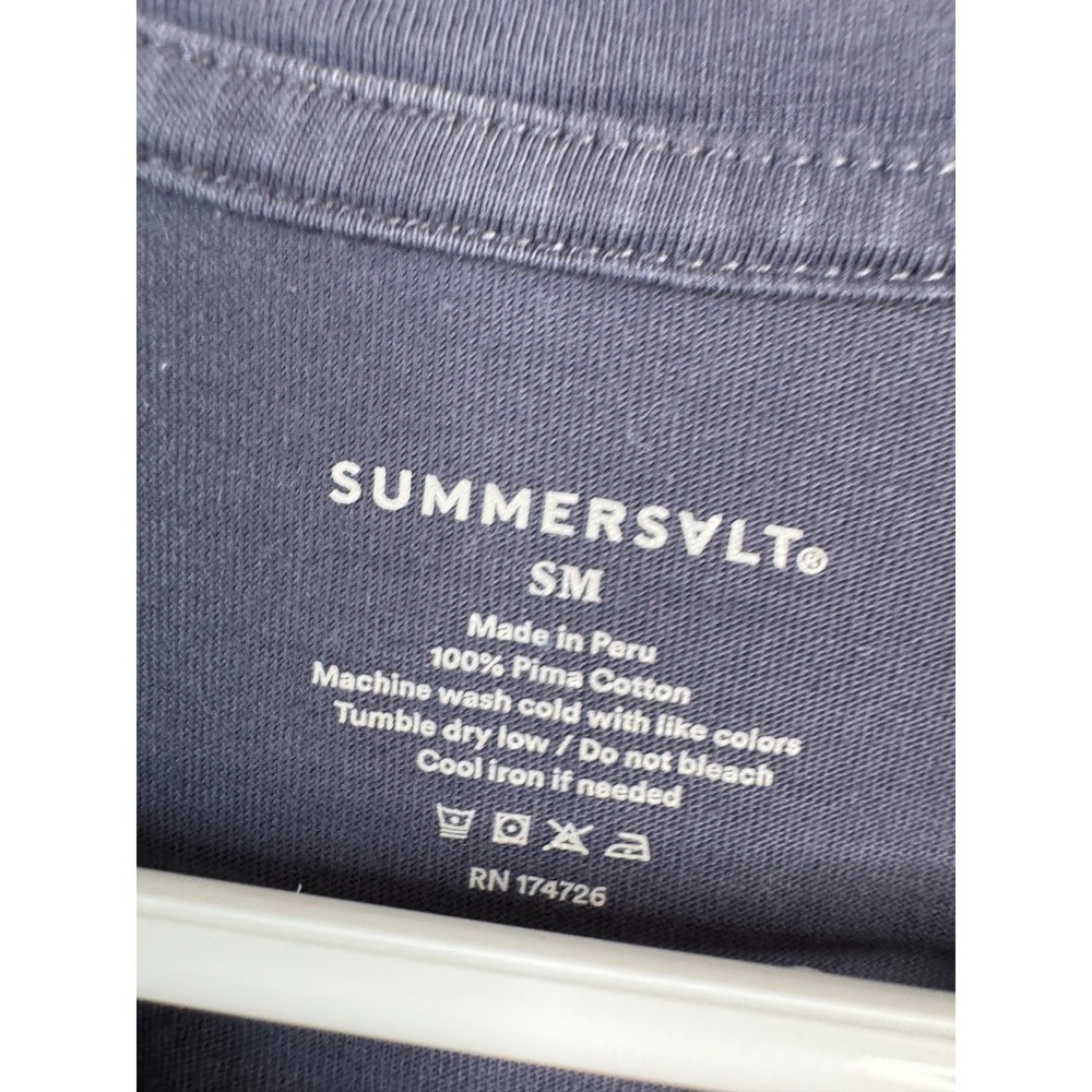 Summersalt Puff Sleeve Top Women's S Blue Pima Cotton Romantic Coquette‎ Casual - Picture 4 of 5